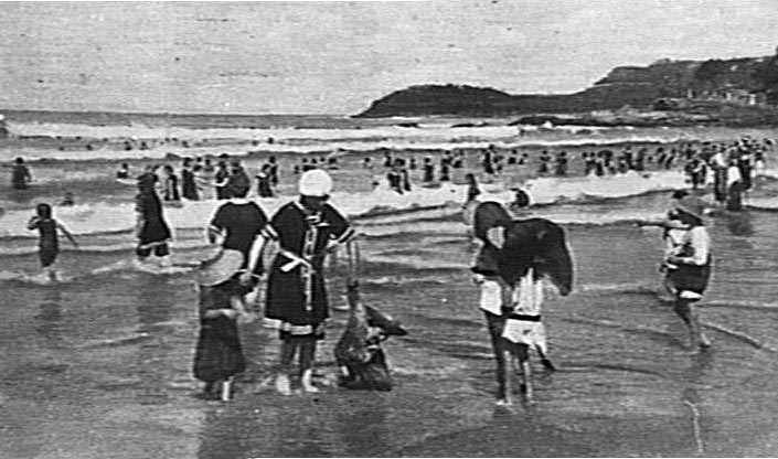 Bathers in the water at Manly Beach