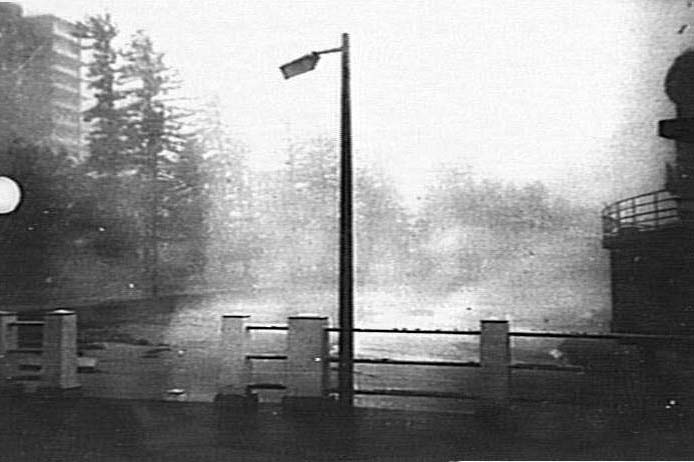 Storm and large seas lashing Manly Harbour Pool