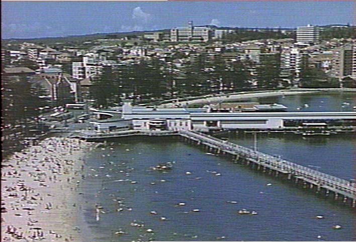 Aerial view of Manly Harbour pool, Manly Wharf and district