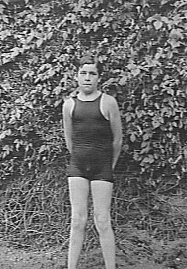 Portrait of an unidentified boy in a bathing costume