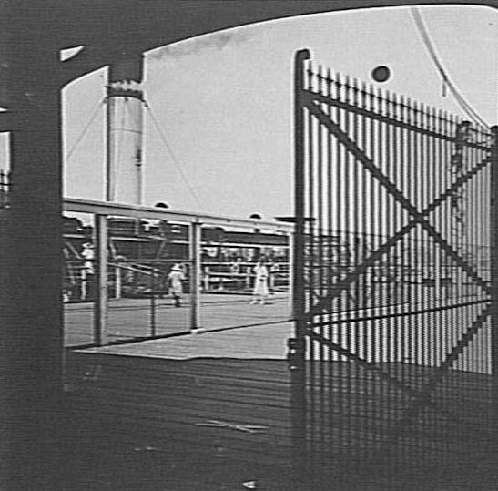 View of a Manly Ferry from inside Manly Wharf