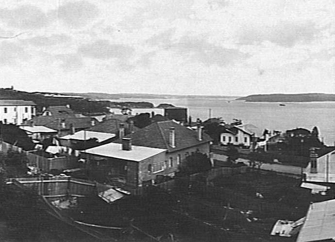 View over houses, Little Manly, to Little Manly Cove
