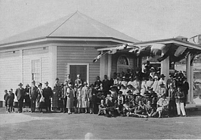 Mini-golf club house on beach front at Queenscliff