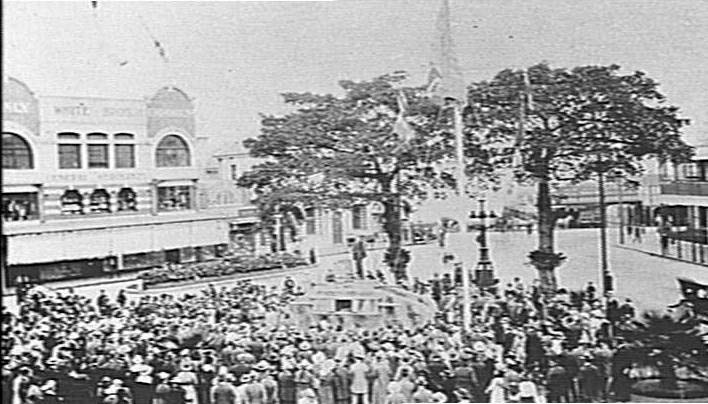 Meeting outside Manly Town Hall
