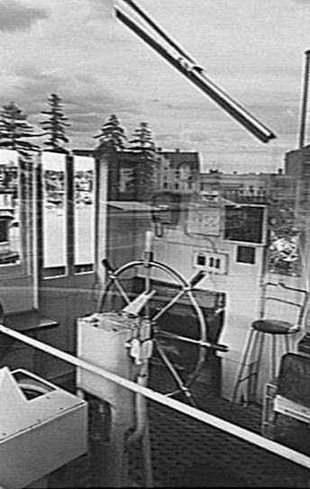 Interior of a Manly Ferry wheel-house, 1983