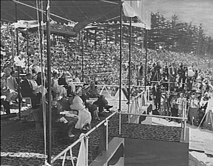 Queen Mother at Royal Surf Carnival, North Steyne, 1958