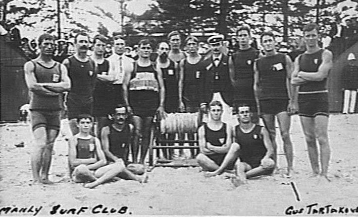 Manly Surf Club members at the first Manly Surf Carnival, 1908