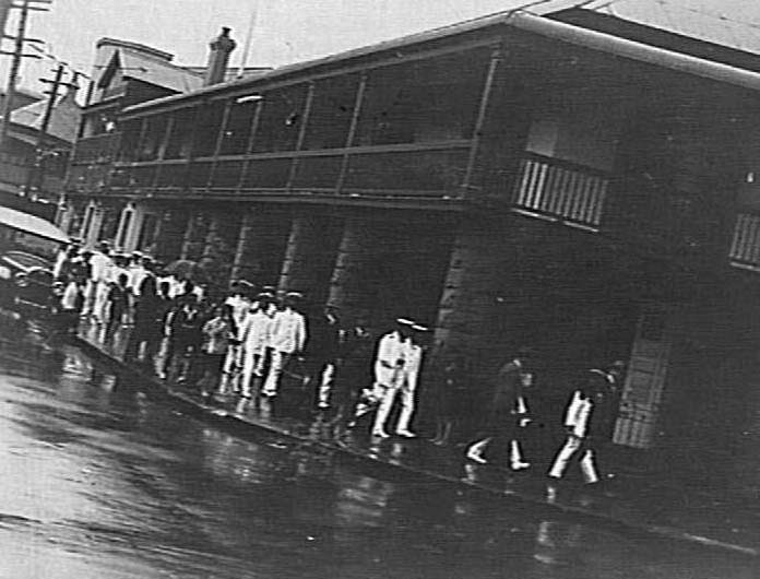 Japanese officers outside the Steyne Hotel, Manly