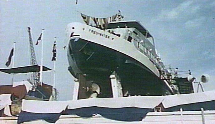 Launching of M.V. "Freshwater", 1982