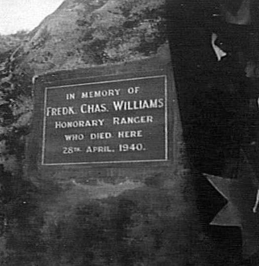 Monument to Fred Williams, Honorary Ranger at Crater Cove