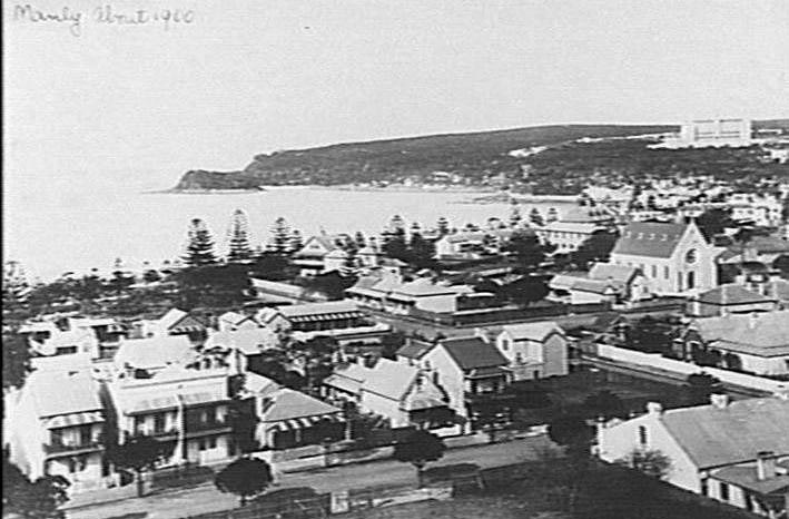 View over Manly towards Manly Beach and Shelly Beach, c 1900