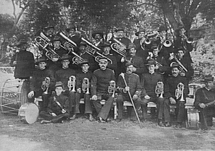 Group portrait of members of Manly Borough Brass Band, c 1910