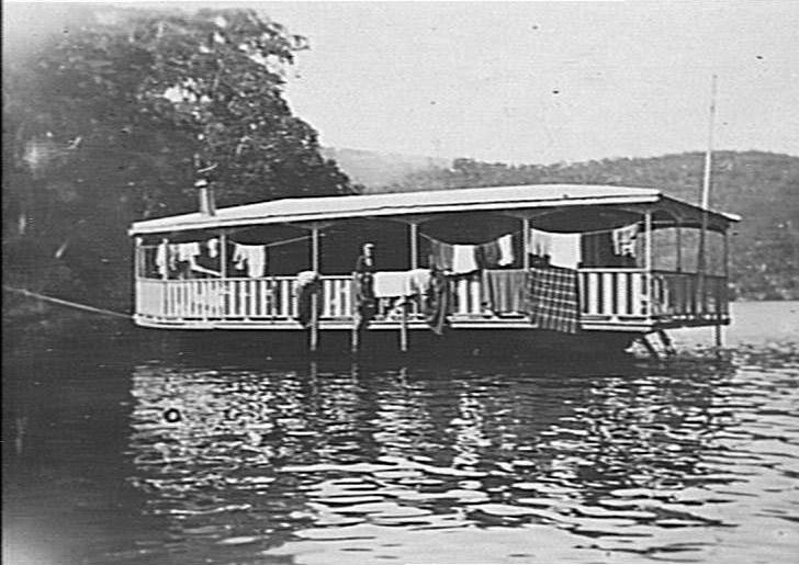 Houseboat on Cowan Creek, c 1920