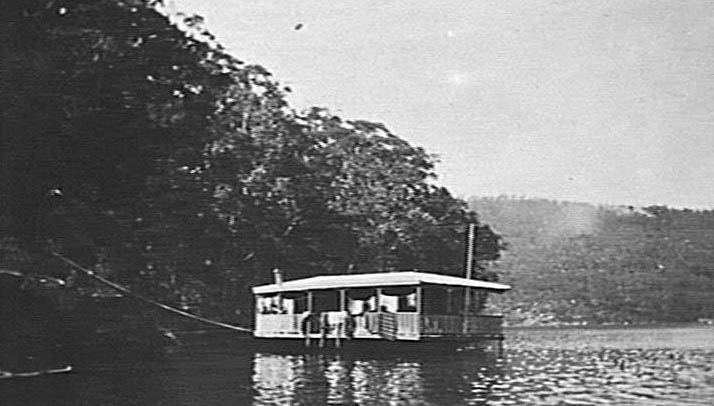 Houseboat on Cowan Creek, c 1920