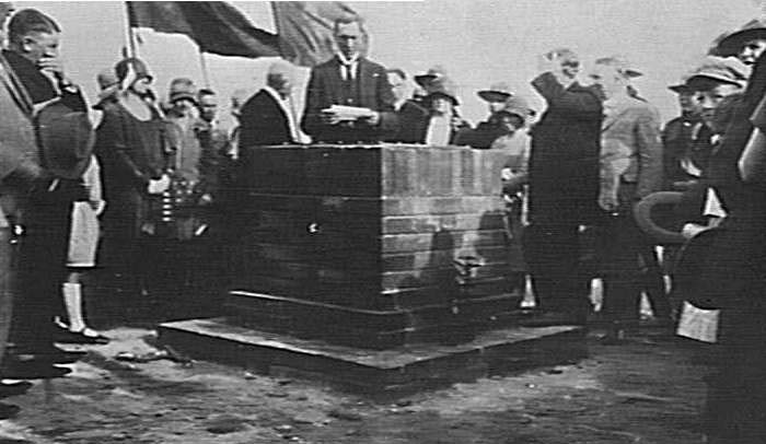 Unveiling cairn at Beacon Hill
