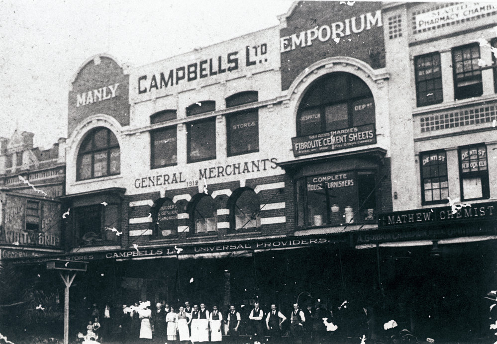 Campbells Ltd, with staff out front, The Corso, c1920
