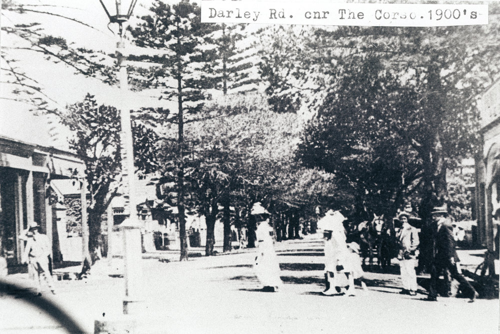 Darley Road, near the corner of the Corso, Manly