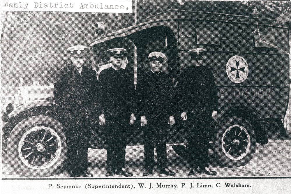 Manly District Ambulance drivers and vehicle