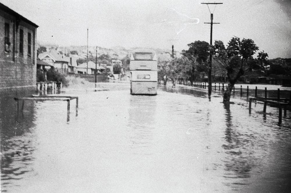 Balgowlah Road near Manly Bus Depot in flood