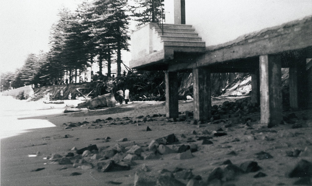 Storm damage to the sea wall at North Steyne