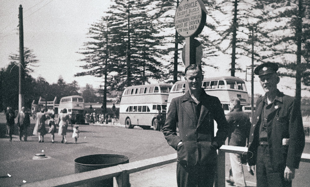 Bus drivers at Manly Wharf, Cass McMurray and Harry Williams