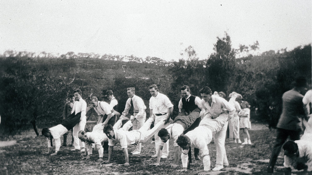 Staff of the Hotel Manly, during an annual picnic