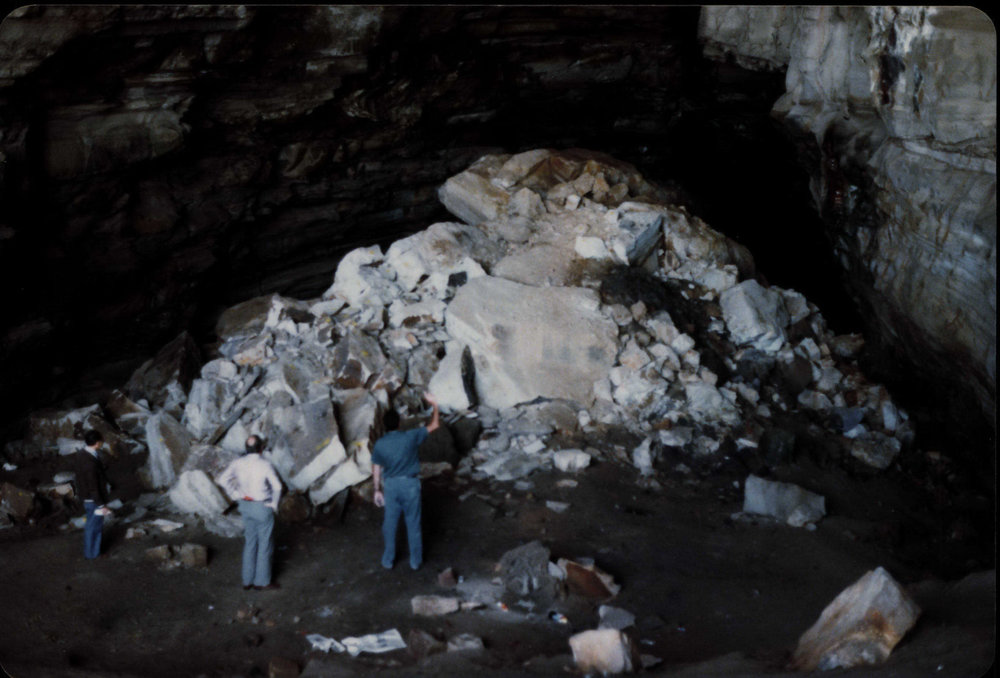 Rock fall, St. Michael's Cave, Avalon