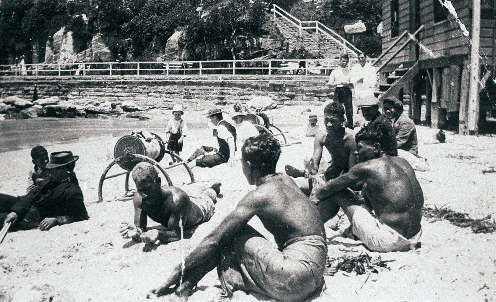 Men on Manly Beach, Clive Bell with back to camera