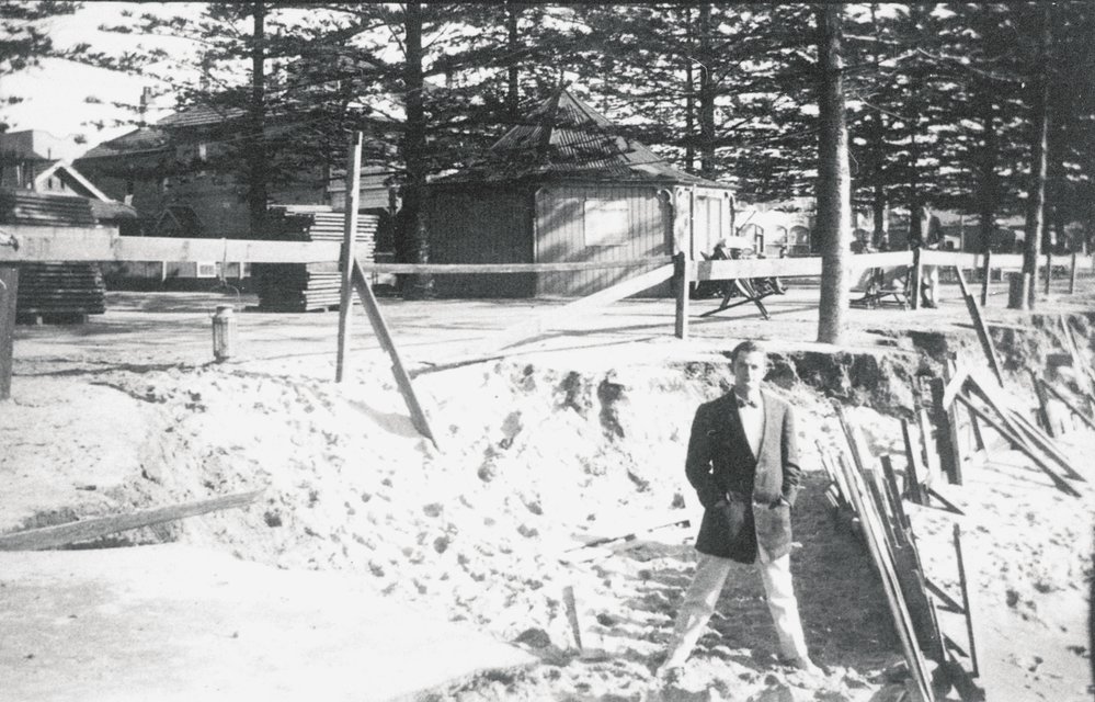 Manly Beach during work on the sea wall