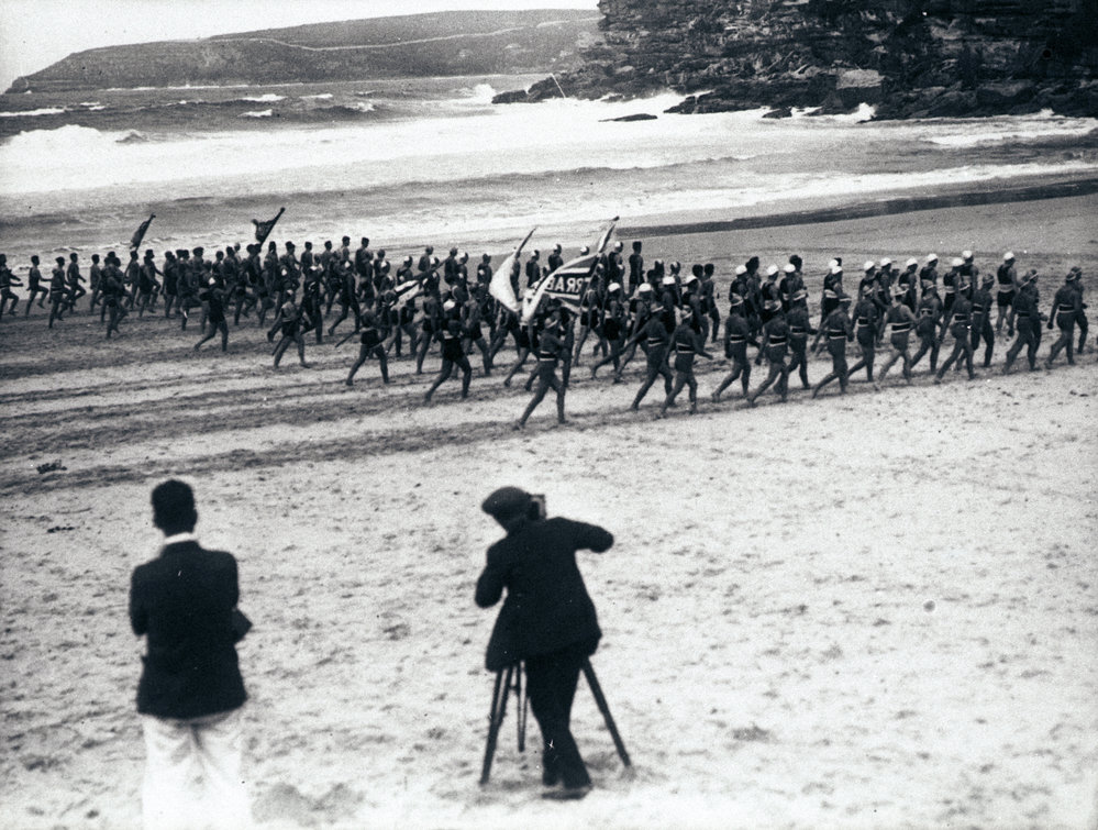 Men's march past during a surf carnival on Freshwater Beach