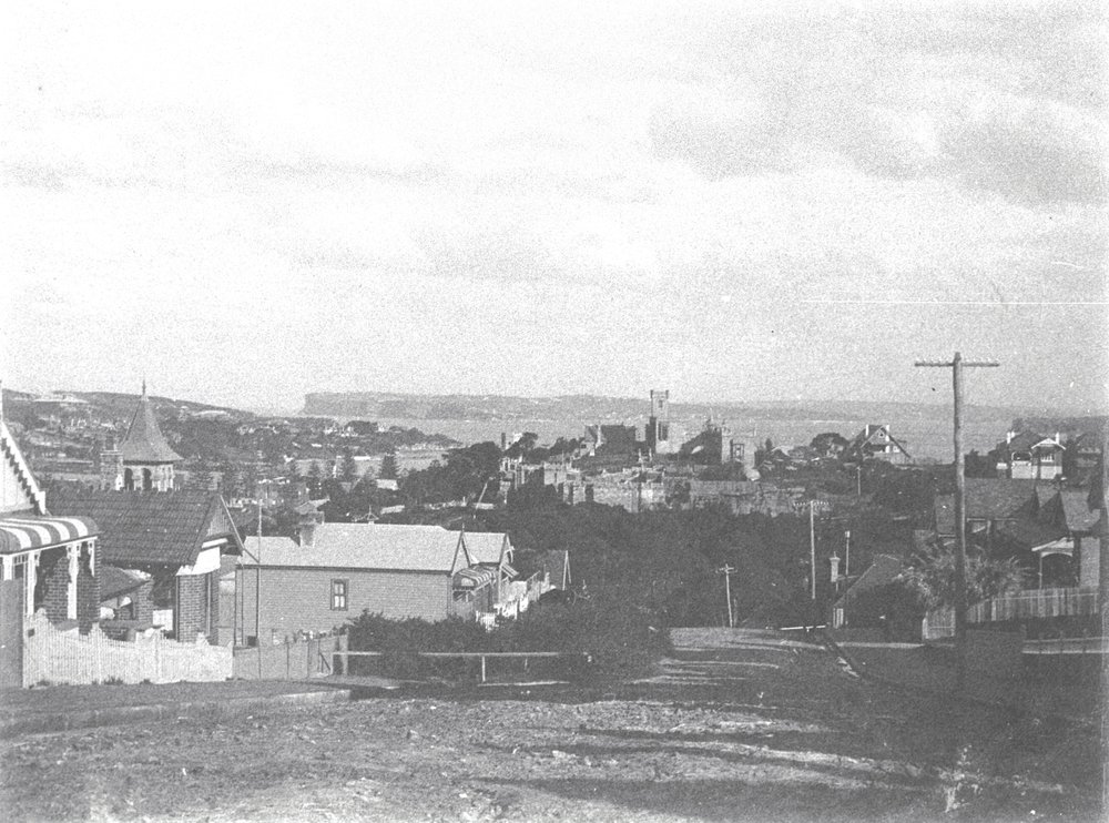 View towards Dalley's Castle, possibly from Ocean Road