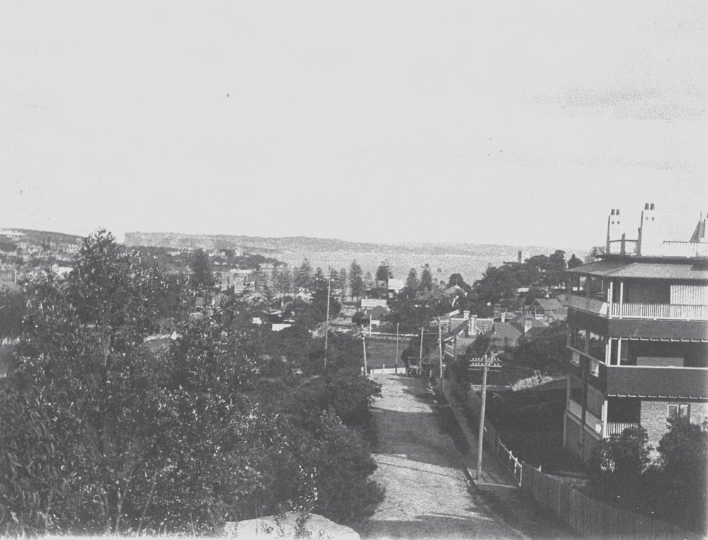 View down Kangaroo Street towards Manly Cove