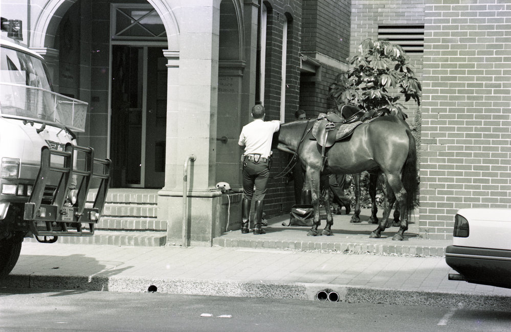 Police Horsemen outside Manly Police Station, 1991