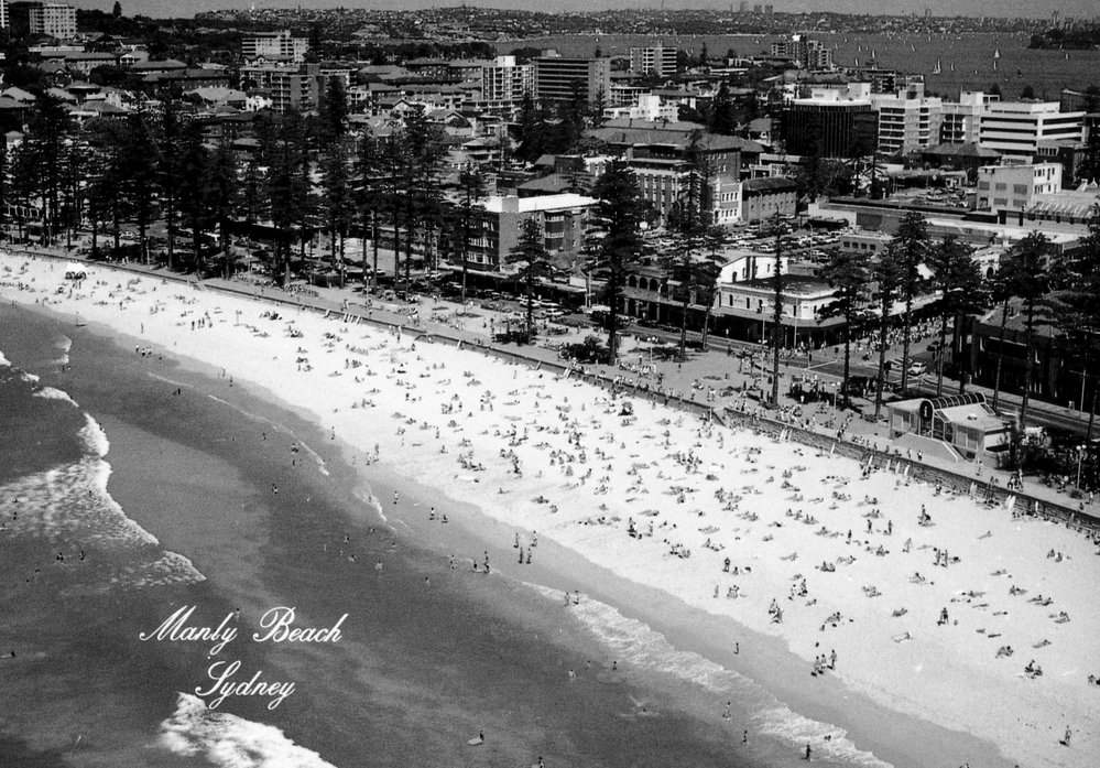 Manly Beach from the air, 1988