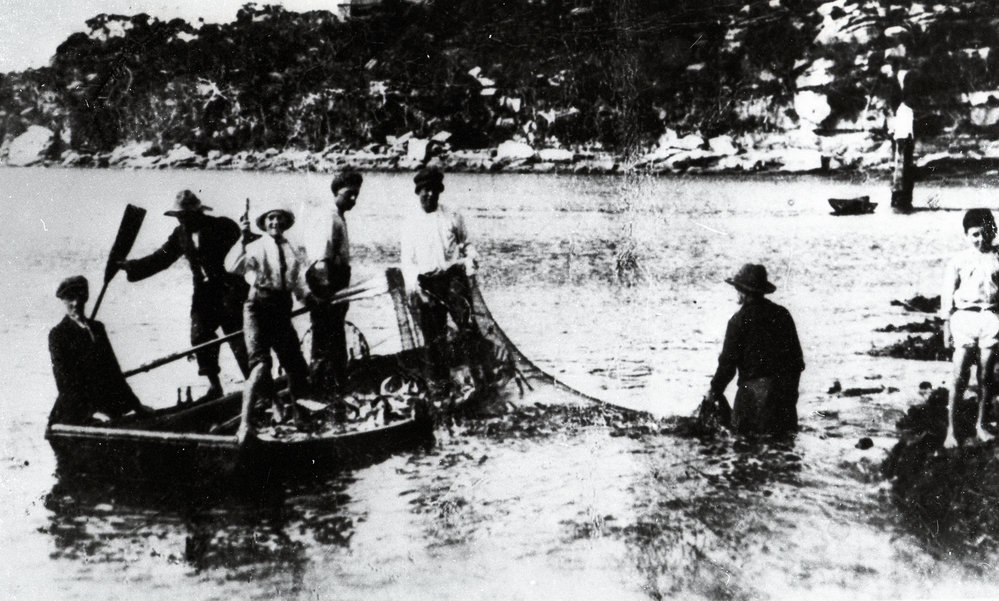 The Sly family fishing near the Quarantine Station, Manly