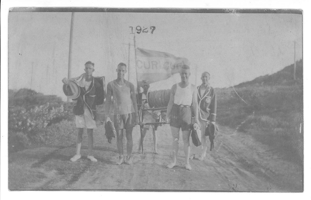 Carrying the reel, South Curl Curl Surf Life Saving Club