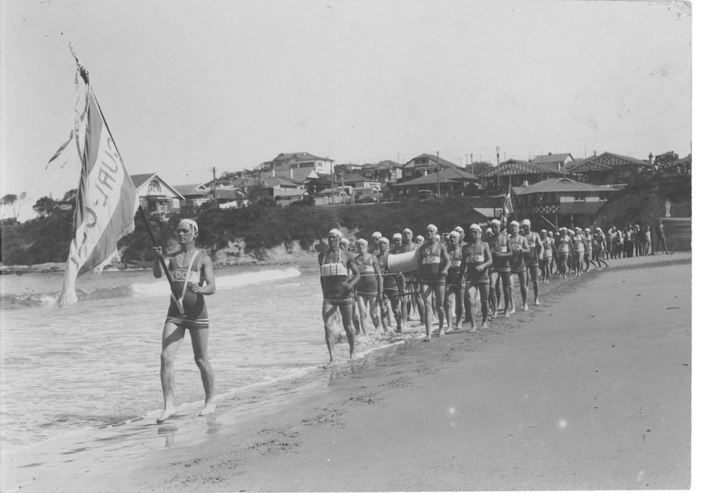 Members of South Curl Curl Surf Life Saving Team March Past 1929