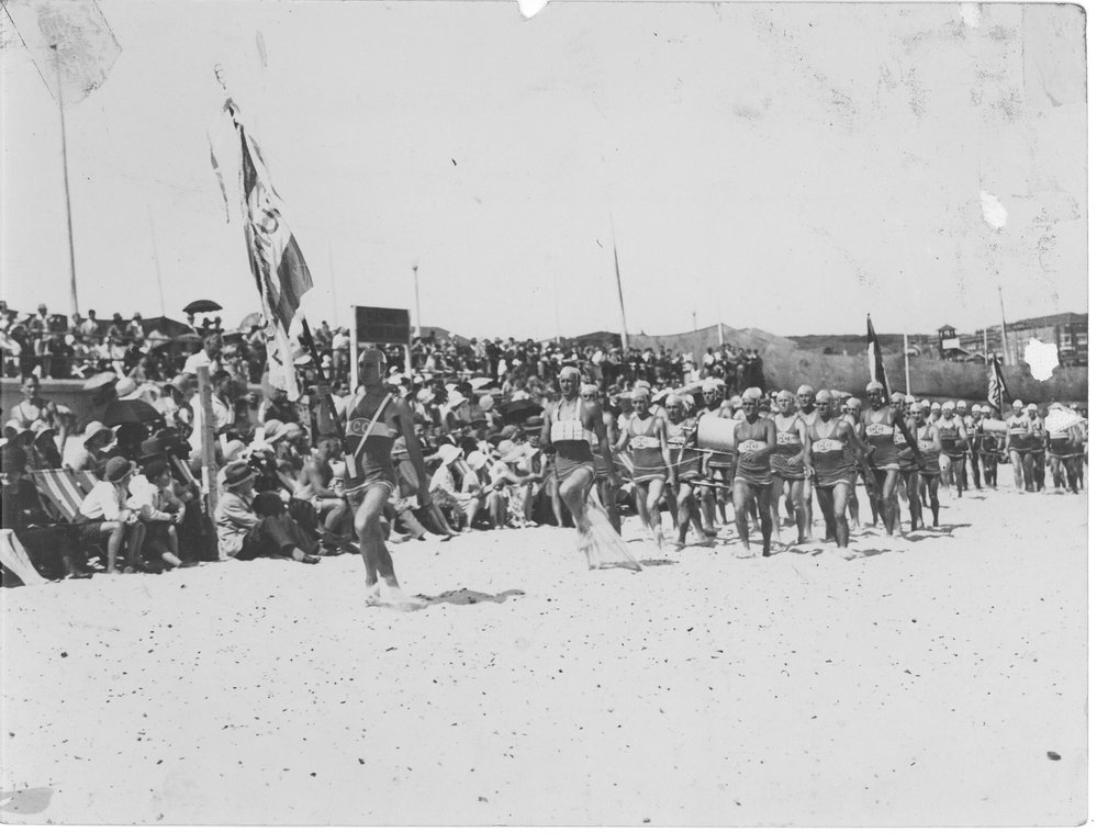 First Surf Carnival March Past, South Curl Curl Beach 1928