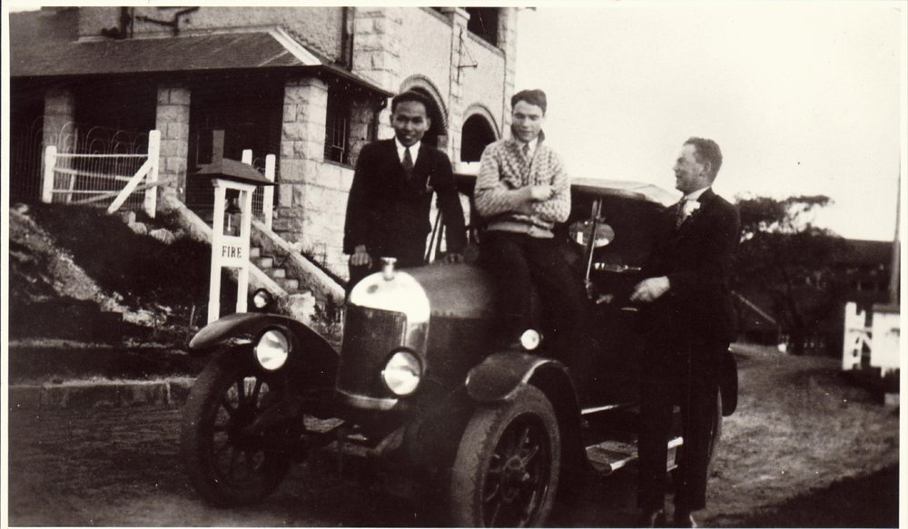 Tom and Harry Croft outside the office of the Quarantine Station