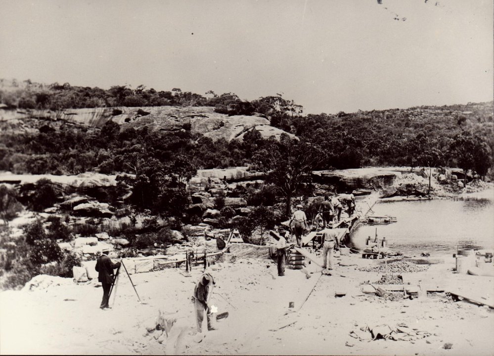 Construction of Manly Dam, c 1891