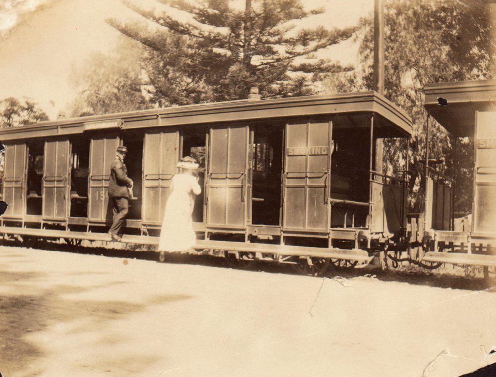 Tram in front of Brookvale House, c 1910