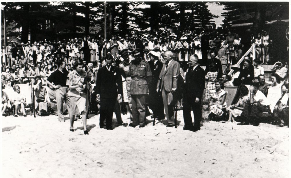Edwina, Countess Mountbatten of Burma, on Manly Beach, 1946