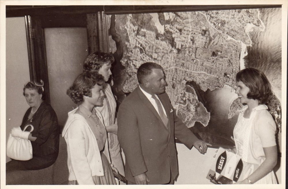 Jim Paton launching "Manly South Pacific Playground", 1961