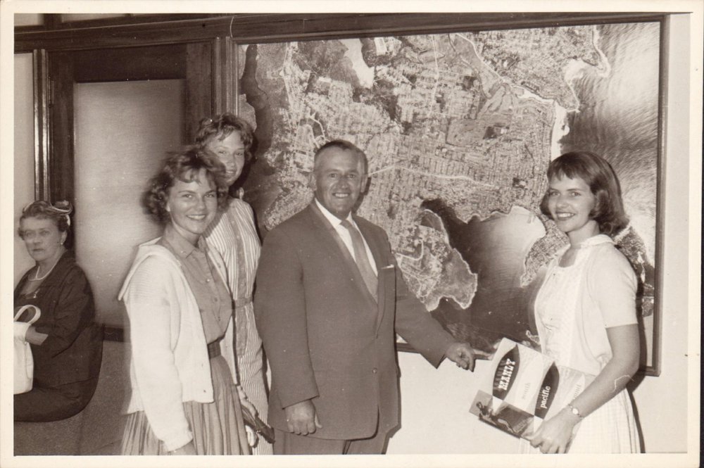 Jim Paton launching "Manly South Pacific Playground", 1961