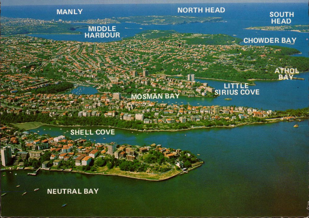 Aerial view of Sydney's Northern Harbourside suburbs, 1979