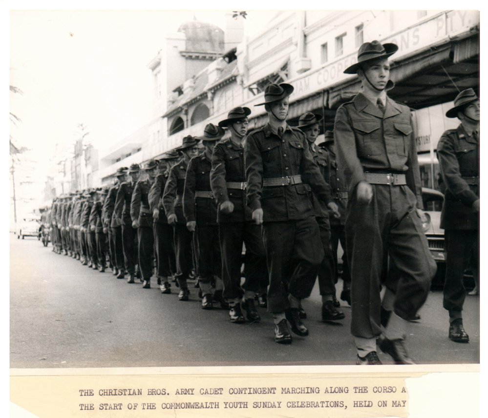 The Christian Brothers Army cadet contingent marching, 1961