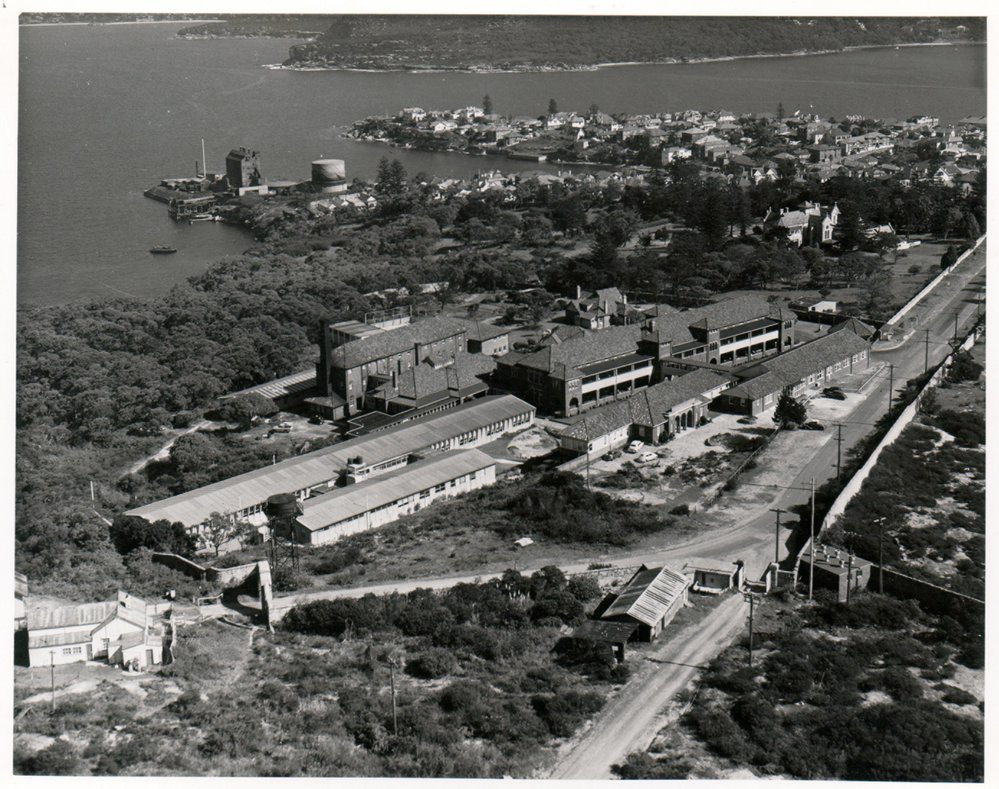 Aerial view of Manly Hospital and district, 1957