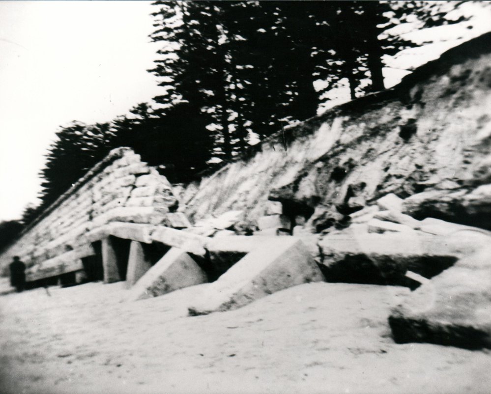 Storm-damaged sea wall at North Steyne