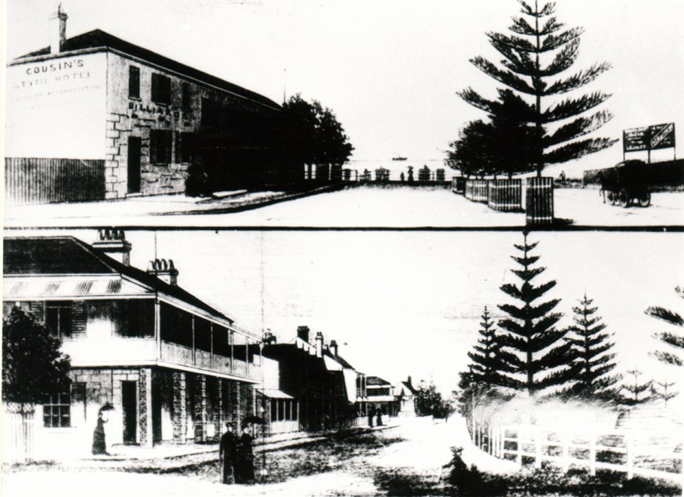 Cousin's Steyne Hotel, North Steyne and The Corso, c1886