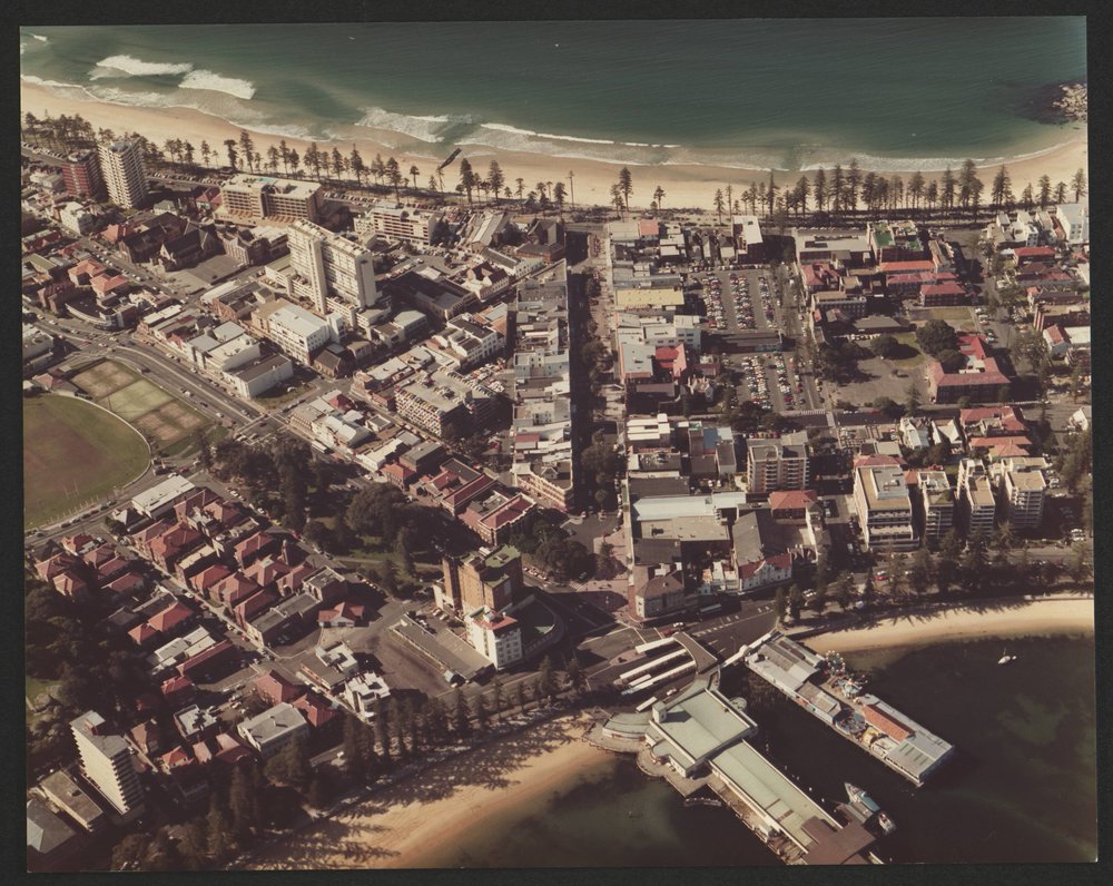 Aerial view over Manly, 1980s